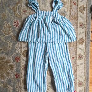 Old Navy Blue and White Striped Girls Set